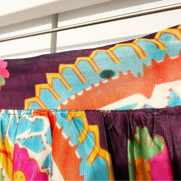 Vintage Paisley Print Boho Maxi Skirt Size Large 70s Psychedelic Colorful - Picture 7 of 12